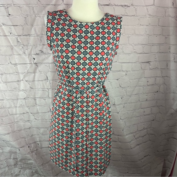 banana republic midi cap sleeve shift dress floral geometric design sz 4 - Picture 1 of 9